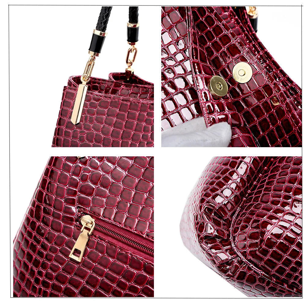 Sac Tote Femme Cuir Crocodile Luxe - Sac Épaule Designer Grande Capacité Shopping