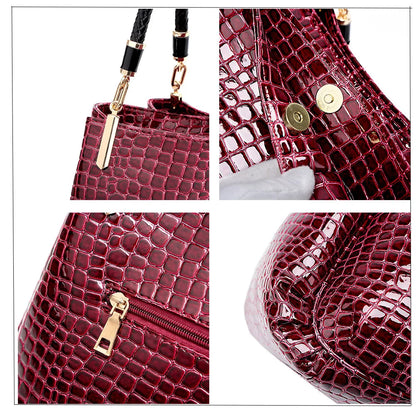 Sac Tote Femme Cuir Crocodile Luxe - Sac Épaule Designer Grande Capacité Shopping