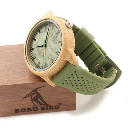 Montre Femme BOBO BIRD Bambou Bois - Montre Quartz Écologique Silicone Casual