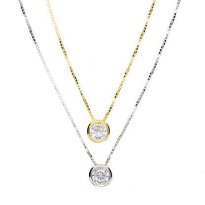 Collier Argent Sterling 925 Zircone Cubique - Pendentif Solitaire Délicat 5mm