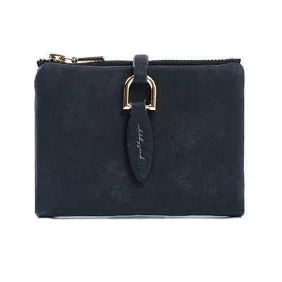 Portefeuille Femme Court Vintage Cuir PU Bouton Pression - Clutch Petit Porte-Monnaie Mat Fashion 2026