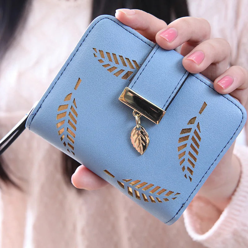 Portefeuille Femme Cuir PU Court Noir - Wallet Compact Porte-Monnaie Lady