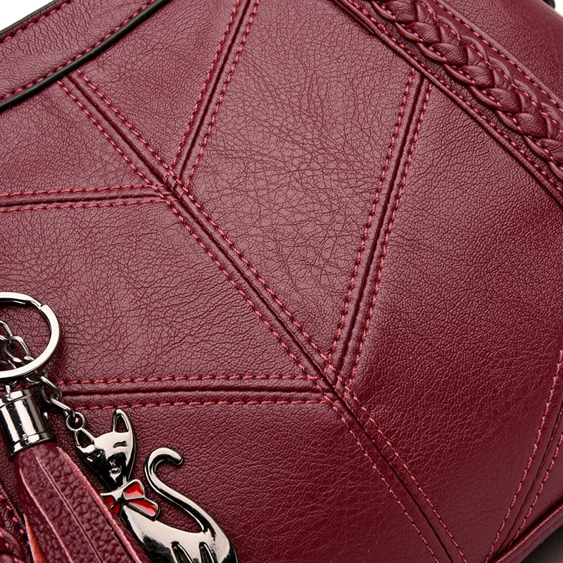 Sac Bandoulière Femme Cuir Vintage - Tote Bag Casual Rétro Élégant