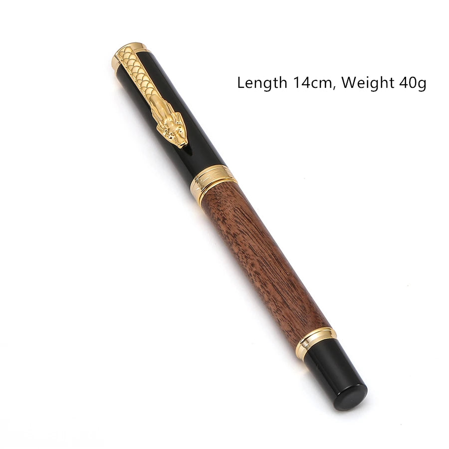 Stylo Plume Jinhao 8802 Luxe Dragon Or - Bois Rétro Signature Bureau Fournitures Scolaires