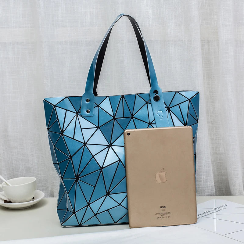 Sac à Main Femme Hologramme Géométrique Luxe - Tote Plage Épaule Grande Capacité