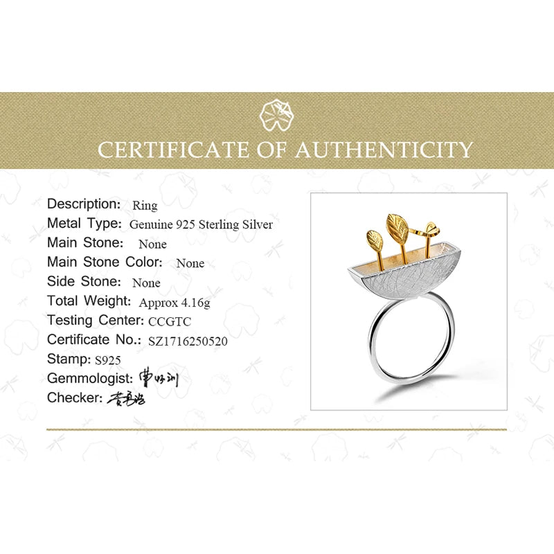 Bague Argent 925 Sterling Jardin Floral - Bijou Femme Ajustable Fait Main