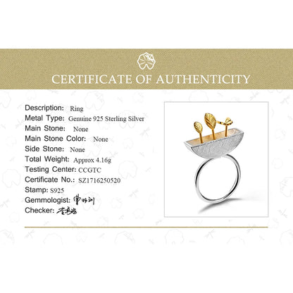 Bague Argent 925 Sterling Jardin Floral - Bijou Femme Ajustable Fait Main