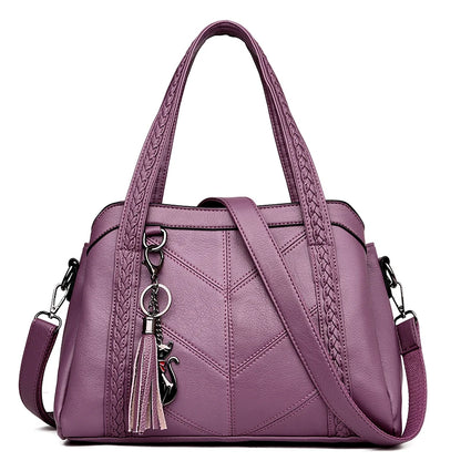 Sac Bandoulière Femme Cuir Vintage - Tote Bag Casual Rétro Élégant