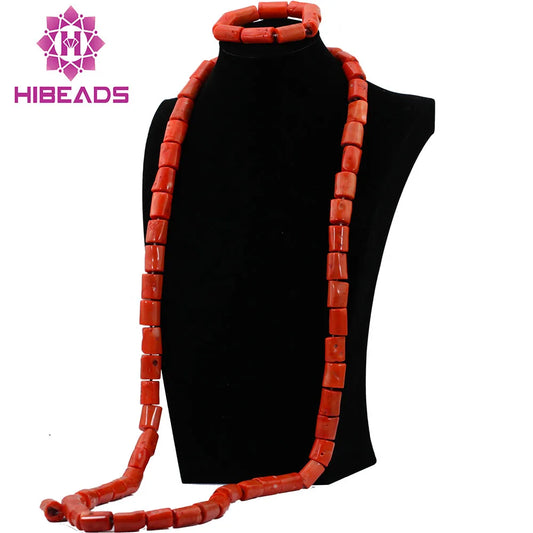 Ensemble Bijoux Perles Corail Naturel – Parure Marié Africain Orange