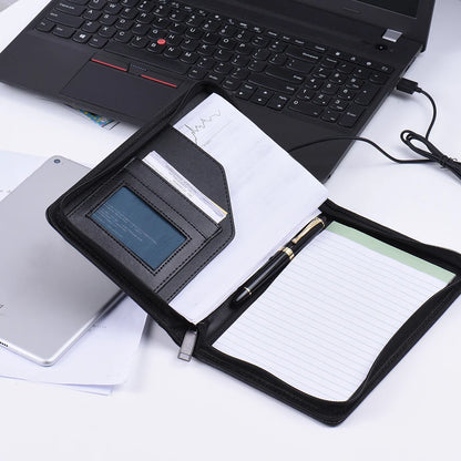 Portfolio d'Affaires A5 Cuir PU - Porte-Documents avec Porte-Cartes et Bloc-Notes