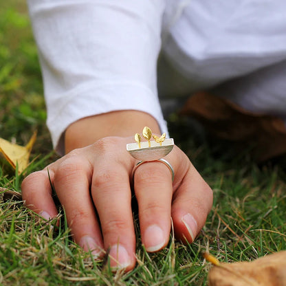 Bague Argent 925 Sterling Jardin Floral - Bijou Femme Ajustable Fait Main