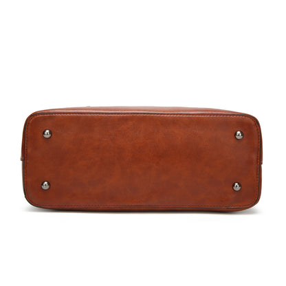 Sac Bucket Femme Cuir Ciré Double Anse - Tote Shopping Épaule Grande Capacité