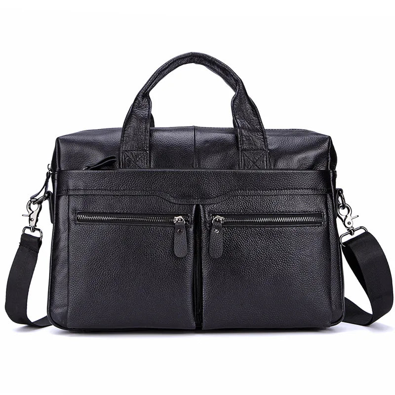 Sac Porte-Documents Homme Cuir Véritable 14" - Mallette Business Laptop Voyage Professionnel