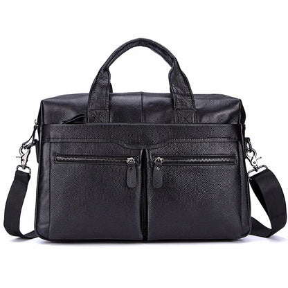 Sac Porte-Documents Homme Cuir Véritable 14" - Mallette Business Laptop Voyage Professionnel