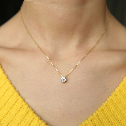 Collier Argent Sterling 925 Zircone Cubique - Pendentif Solitaire Délicat 5mm
