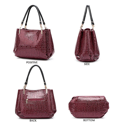 Sac Tote Femme Cuir Crocodile Luxe - Sac Épaule Designer Grande Capacité Shopping