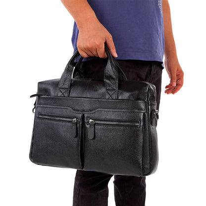 Sac Porte-Documents Homme Cuir Véritable 14" - Mallette Business Laptop Voyage Professionnel