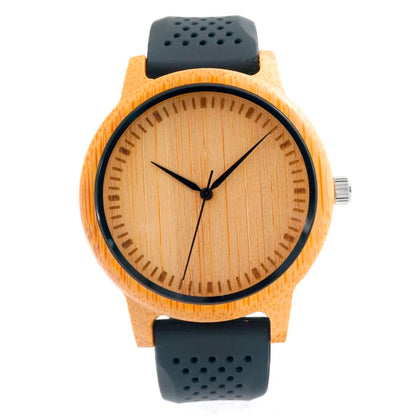 Montre Homme BOBO BIRD Bambou Bois - Montre Écologique Silicone Bracelet Extra