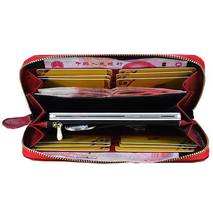 Portefeuille Femme Cuir Véritable RFID Blocking - Long Clutch Porte-Monnaie Téléphone