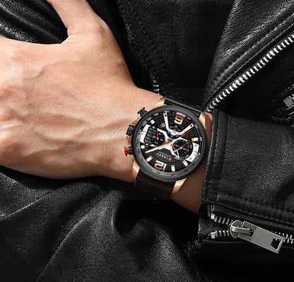 Montre Homme CURREN Cuir Sport Chronographe - Quartz Étanche Luxe Fashion Relogio Masculino