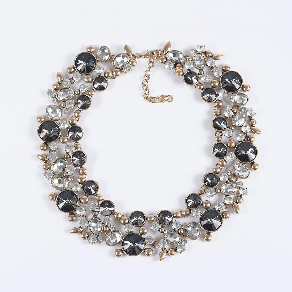 Ensemble Collier Ras-du-Cou Indien Vintage Perles Cristaux + Boucles d'Oreilles – Bohème Ethnique Femme