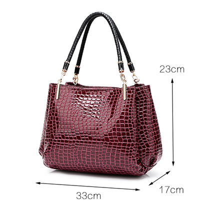 Sac Tote Femme Cuir Crocodile Luxe - Sac Épaule Designer Grande Capacité Shopping