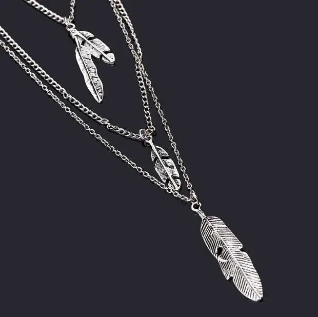 Collier Bohème Multicouche Plumes Perles – Sautoir Maxi Tendance