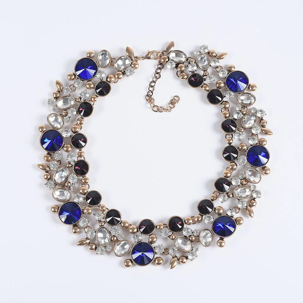 Ensemble Collier Ras-du-Cou Indien Vintage Perles Cristaux + Boucles d'Oreilles – Bohème Ethnique Femme
