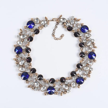 Ensemble Collier Ras-du-Cou Indien Vintage Perles Cristaux + Boucles d'Oreilles – Bohème Ethnique Femme