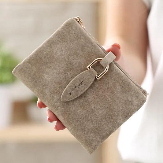 Women's Short Vintage PU Leather Snap Button Wallet - Small Clutch Coin Purse Matte Fashion 2026