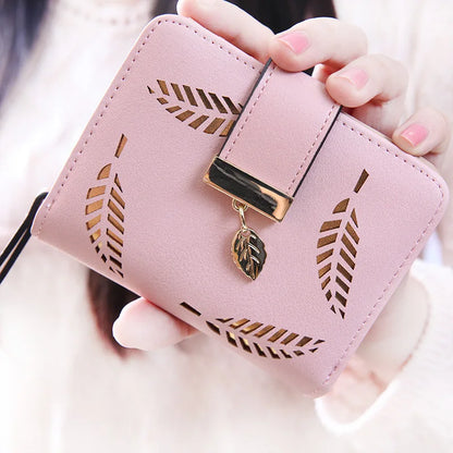 Portefeuille Femme Cuir PU Court Noir - Wallet Compact Porte-Monnaie Lady