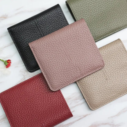 Porte-Cartes Cuir Véritable Femme Slim - Portefeuille Ultra-Mince Porte-Monnaie Cuir Vache
