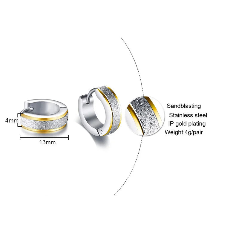 Petites Boucles Oreilles Créoles VNOX Acier Inoxydable - Hoop Punk Rock Homme Femme Unisexe