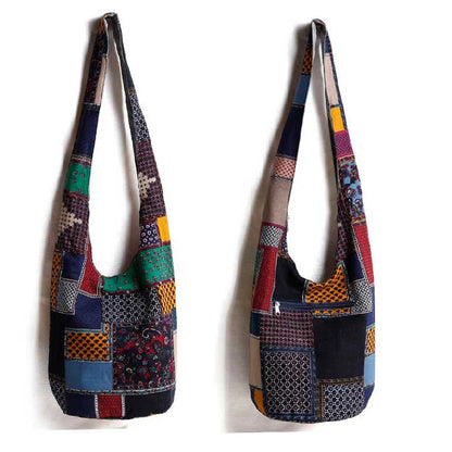 Sac Bandoulière Femme Bohème Hippie Vintage Coton - Besace Épaule École Voyage