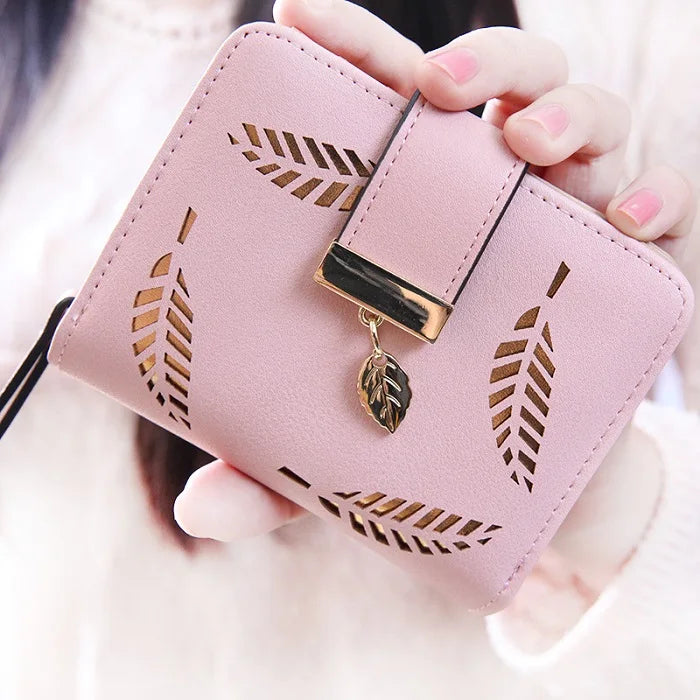 Portefeuille Femme Cuir PU Court Noir - Wallet Compact Porte-Monnaie Lady