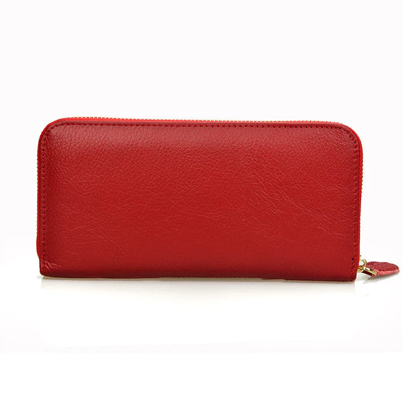 Portefeuille Femme Cuir Véritable RFID Blocking - Long Clutch Porte-Monnaie Téléphone