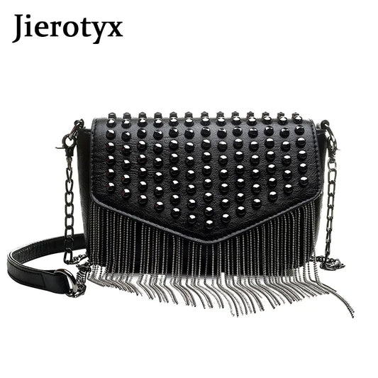 Mini Sac Bandoulière Femme Chaîne Pompons Diamants - Crossbody Fashion Noir