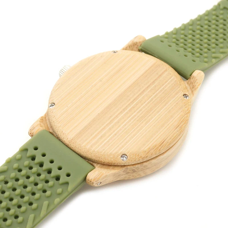 Montre Femme BOBO BIRD Bambou Bois - Montre Quartz Écologique Silicone Casual