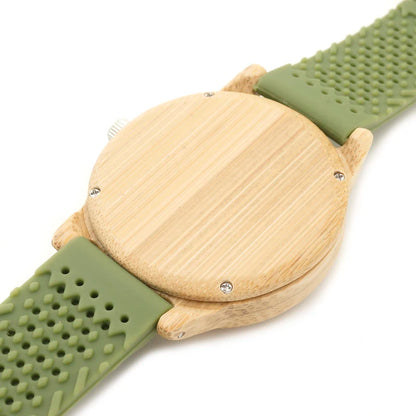 Montre Femme BOBO BIRD Bambou Bois - Montre Quartz Écologique Silicone Casual