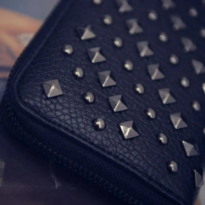 Portefeuille Femme Luxe Rivet Designer - Wallet Cuir Billetera Mujer Argent