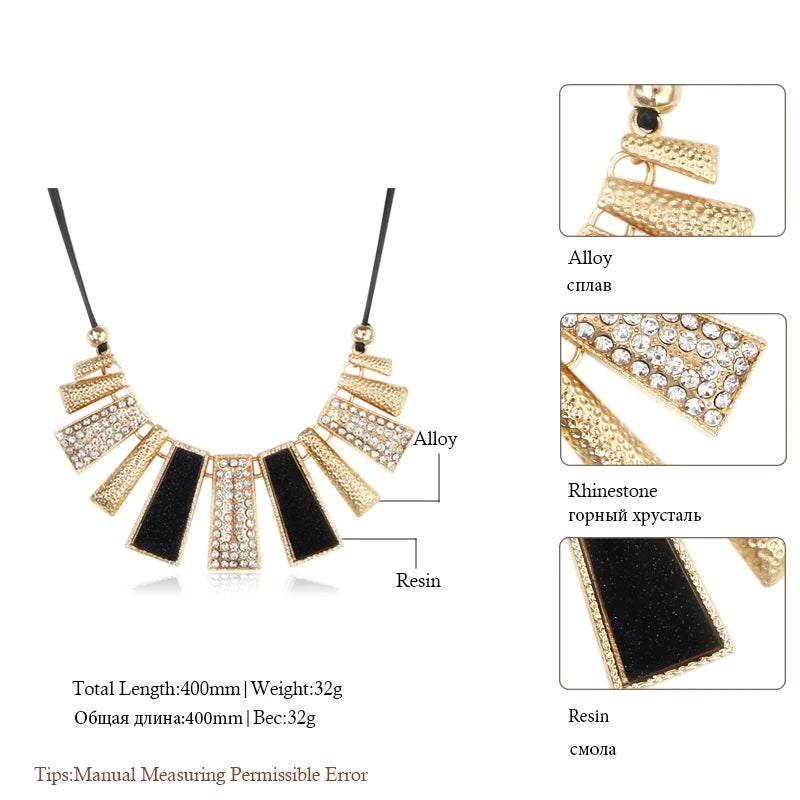 Collier Statement Bohème Noir Vintage - Pendentif Maxi Femme - Bijou Cadeau Noël