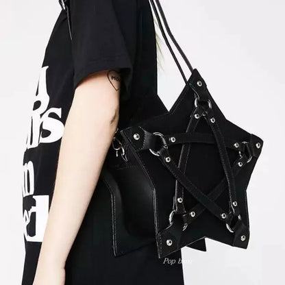 Sac Pentagramme Gothique JIEROTYX Cuir - Bandoulière Dark Punk Designer Unisexe Noir