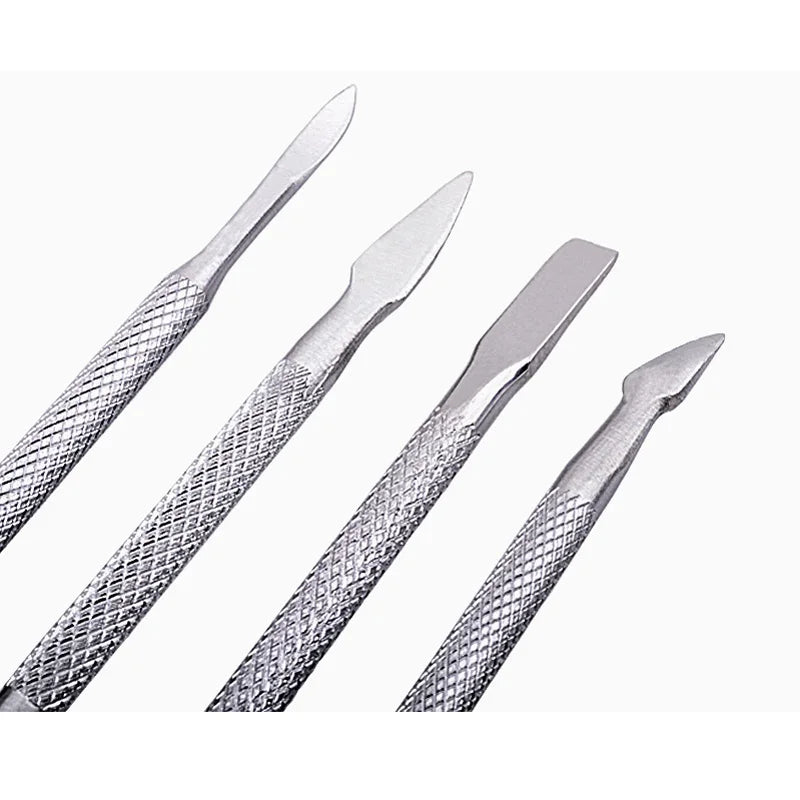 Set 4 Repousse-Cuticules Acier Inoxydable Double Face - Outils Manucure Pédicure Pro