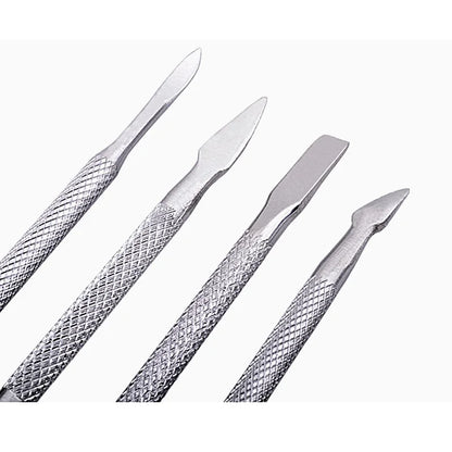 Set 4 Repousse-Cuticules Acier Inoxydable Double Face - Outils Manucure Pédicure Pro