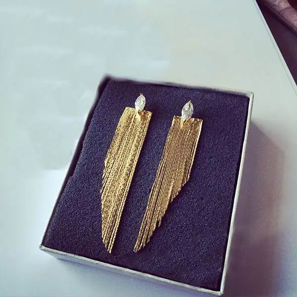 Boucles d'Oreilles Pendantes Pompons Métalliques - Longues Franges Femme - Bijoux Soirée
