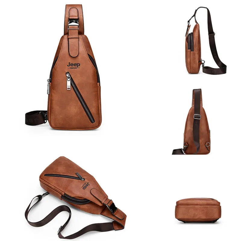 Sac Bandoulière Homme Cuir JEEPBULUO - Sacoche Poitrine Crossbody Premium