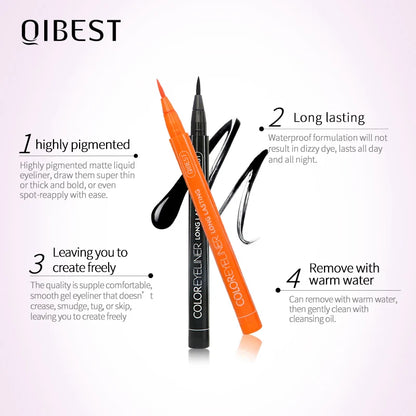 Eyeliner Liquide QIBEST 12 Couleurs Waterproof Matte - Stylo Eye-Liner Longue Tenue Cat Eye