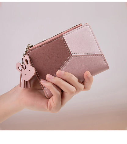 Portefeuille Femme Pliable Cuir PU - Porte-Cartes Portable avec Porte-Monnaie