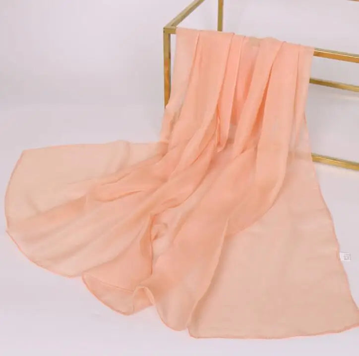 Foulard Soie Mousseline Luxe Femme - Écharpe Tête Plage Bandana Hijab Été