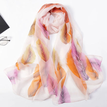 Foulard Écharpe Georgette Dégradé Fleur Femme - Bandana Châle Hijab Été Protection Solaire